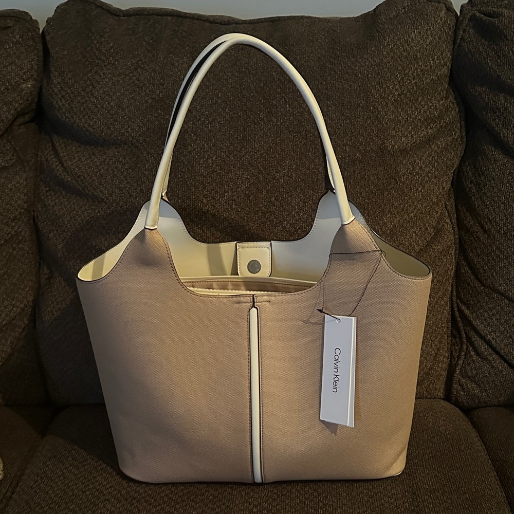 Calvin Klein Tan and Cream Women's Tote